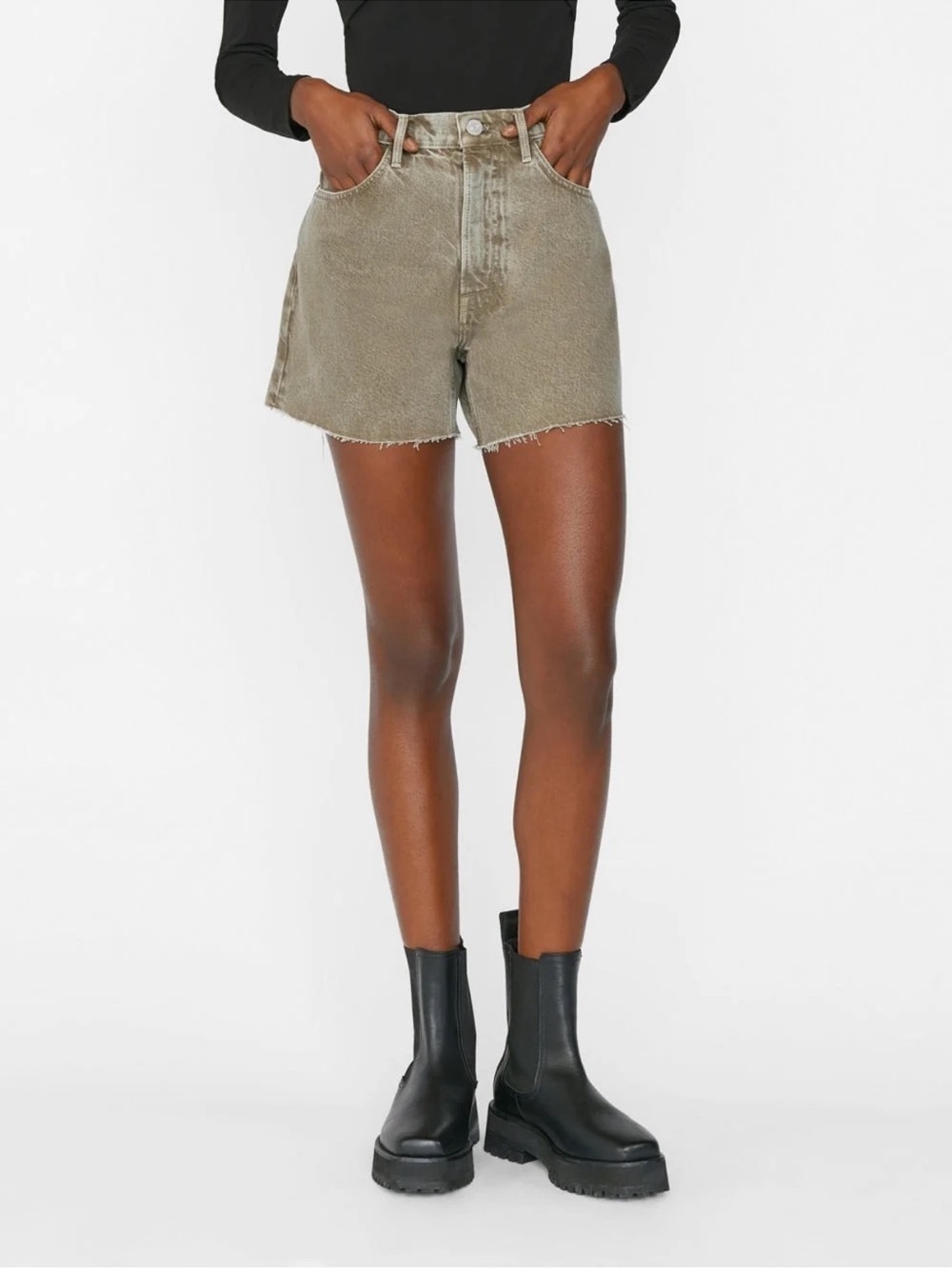 Frame Le Super High Short Stoned Moss Green 26